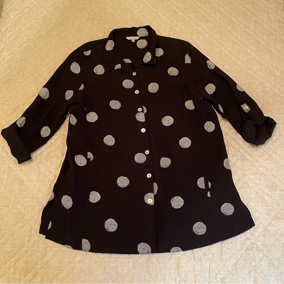 John Mark Black with White Dots Tunic Top XL - Picture 9 of 14